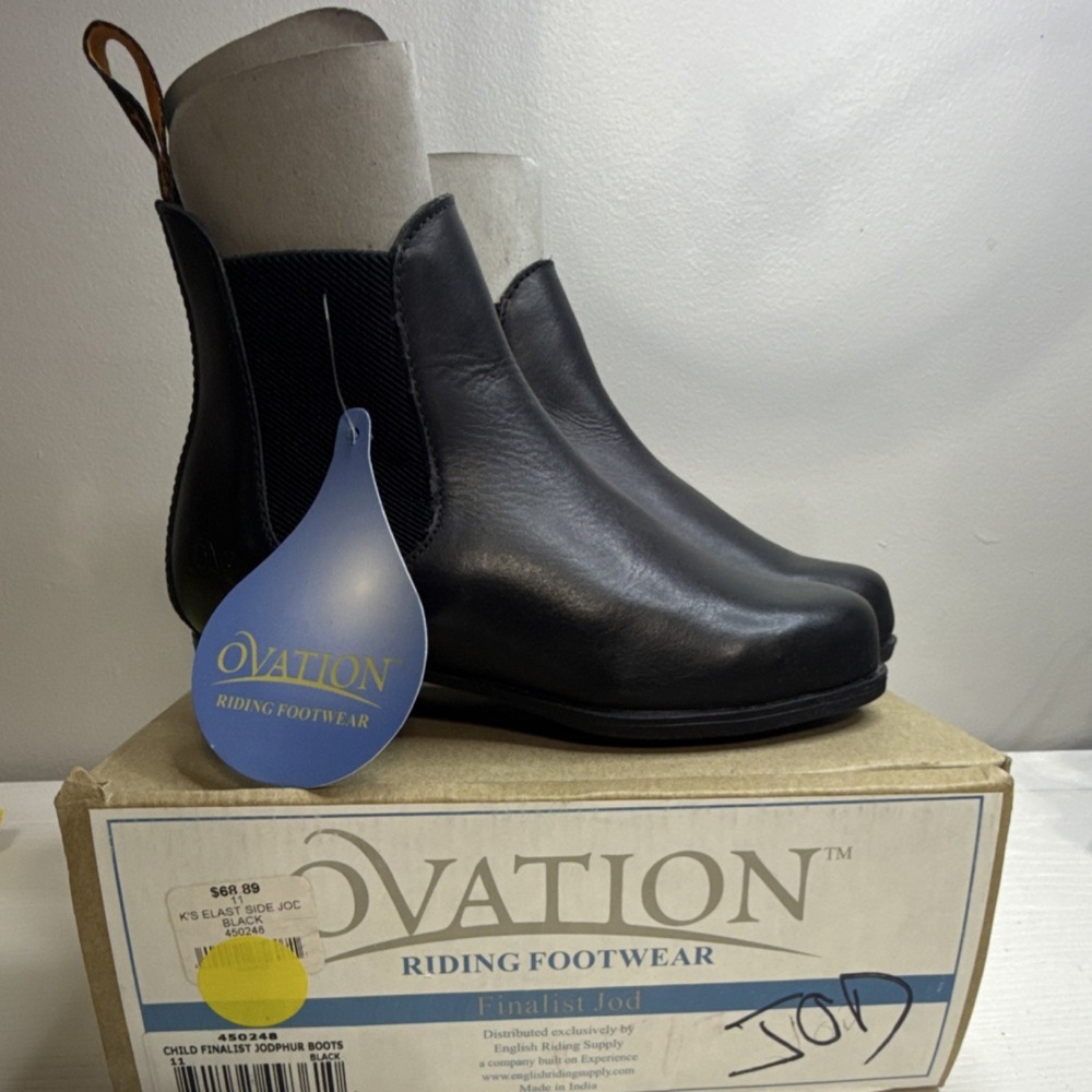 Ovation Finalist Jodhpur Boots Black Elastic Side Children Size 11 450248 NEW